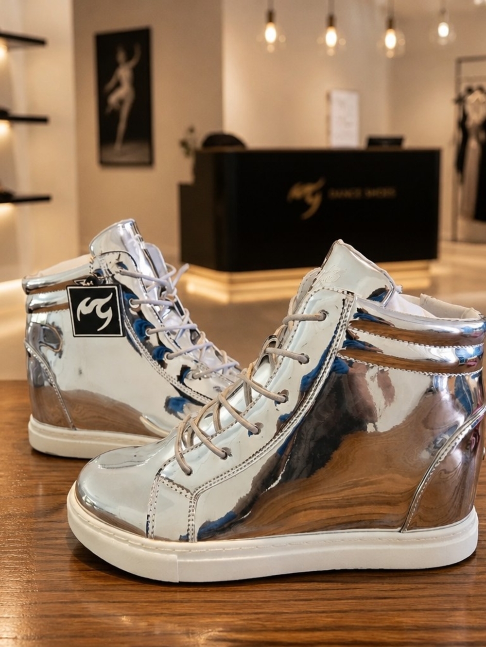EGO Silver Metallic Wedge Sneakers